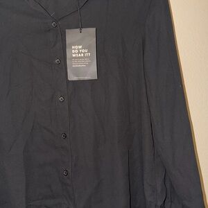 Who What Wear Charcoal Button-Up Blouse